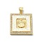 Brass Micro Pave Clear Cubic Zirconia Pendants, Cadmium Free & Lead Free, with Sythetic Opal, Sqaure with Goddess, Real 18K Gold Plated, 24.5x21.5x3.5mm, Hole: 4x3.5mm