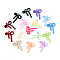 Rack Plating Spray Painted  Alloy and ABS Imitation Pearl Pendants, Bowknot, Cadmium Free & Nickel Free & Lead Free, Mixed Color, 26x20x5~6mm, Hole: 1.6mm