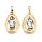 Brass Pendants, Cadmium Free & Lead Free, Teardrop with Saint Jude Charms, Real 18K Gold Plated, 22.5x14x2.5mm, Hole: 3.5x6mm