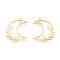 201 Stainless Steel Pendants, Laser Cut Pendants, Moon, Real 18K Gold Plated, 29x26x1mm, Hole: 1.5mm