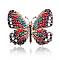 Shiny Alloy Rhinestone Brooch Pins for Women Girl, Butterfly, Light Siam, 38x45mm