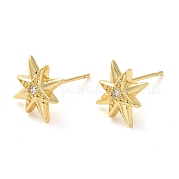 Серьга-гвоздик из латуни с микропаве из кубического циркония EJEW-C079-09G