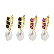 Серьга-кольцо из латуни с микропаве из кубического циркония EJEW-C102-02G