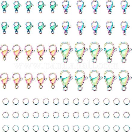 40 шт. 4 стиля ионного покрытия (IP) радужного цвета застежки-лобстеры из нержавеющей стали 304 STAS-NB0001-34-1