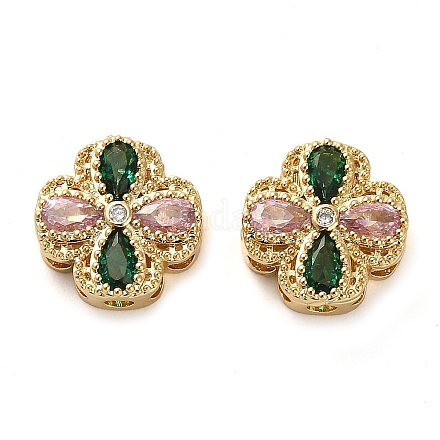 Латунные микро проложить кубического циркония бусы KK-D093-07G-1