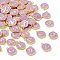 Golden Plated Alloy Enamel Charms, Enamelled Sequins, Flat Round with Random Mixed Letters, Purple, 14x12x2mm,Hole:1.50mm