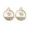 Alloy with Rhinestone Pendants, with ABS Imitation Pearl, Flat Round, Golden, 22x18x9mm, Hole: 2.2mm