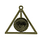 Tibetan Style Alloy Triangle Deathly Hallows Pendant Cabochon Settings, Cadmium Free & Nickel Free & Lead Free, Antique Bronze, Flat Round Tray: 16x16mm, 39x41x2mm, Hole: 3mm