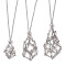 Tarnish Resistant 304 Stainless Steel Macrame Pouch Empty Stone Holder for Pendant Necklaces Making, with Cable Chains & Lobster Claw Clasp, Stainless Steel Color, 17-3/8~23-5/8 inch(44~74cm), 3pcs/set