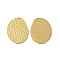 PVD Vacuum Plating 201 Stainless Steel Pendants, Textured, Oval Charm, Real 18K Gold Plated, 25.5x19.5x0.9mm, Hole: 1.6mm
