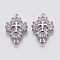 Brass Micro Pave Cubic Zirconia Links, Cross, Platinum, 20x14x3.5mm, Hole: 1.5mm