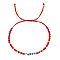 Adjustable Lampwork Evil Eye Braided Bead Bracelets, Red, 11 inch(28cm)