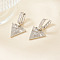 Elegant Brass Clear Cubic Zirconia Triangle Hoop Earrings, Golden, 35x20mm