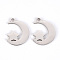 Non-Tarnish 201 Stainless Steel Charms, Laser Cut, Moon and Star, Stainless Steel Color, 15x11x1mm, Hole: 1.6mm