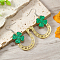Shiny Acrylic Clover Dangle Stud Earrings, Green