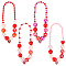 4Pcs 4 Color Alloy Enamel Pendant Necklaces Set, Bling Acrylic Imitation Pearl Beaded Stackable Necklaces for Women, Mixed Color, 15.75 inch(40cm), 1Pc/color