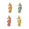 304 Stainless Steel Enamel Pendants, PVD Vacuum Plating, Real 18K Gold Plated, Sea Horse Charm, Mixed Color, 30x12x4mm, Hole: 1.5mm
