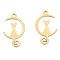 Ion Plating(IP) 201 Stainless Steel Pendants, Halloween Style, Moon with Cat, Real 18K Gold Plated, 15x10x1mm, Hole: 1.2mm