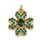Brass Micro Pave Cubic Zirconia Pendants, Clover Shape Charms, Rack Plating, Cadmium Free & Lead Free, Long-Lasting Plated, with Jump Ring, Real 18K Gold Plated, 19.5x17x3.5mm, Hole: 3.2mm