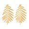 Ion Plating(IP) 304 Stainless Steel Stud Earrings for Women, Golden, Leaf, 45.5x27mm