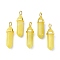 Natural Peridot Pointed Pendants, with Random Brass Pendant Hexagon Bead Cap Bails, Golden, Bullet, 38.5~40x12~12.5x10~11mm, Hole: 3x4.5mm