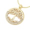 Brass Micro Pave Clear Cubic Zirconia Pendant Necklaces for Women, Real 18K Gold Plated, Tree of Life, 16.85 inch(42.8cm), pendant: 24x21.5mm