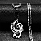 Non-Tarnish 201 Stainless Steel Pendant Necklaces, Musical Note, Stainless Steel Color, 23.62 inch(60cm)
