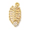 Brass Micro Pave Cubic Zirconia Pendants, Long-Lasting Plated, Cadmium Free & Lead Free, Leaf, Golden, 20.5x10x3.5mm, Hole: 1.6mm