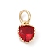 Brass Micro Pave Cubic Zirconia Pendants, Heart Charms, Rack Plating, Long-Lasting Plated, with Jump Ring, Dark Red, 9x7x3.5mm