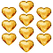 10Pcs Flat Back Acrylic Rhinestone Cabochons, Faceted Heart, Gold, 51.5x59x9mm
