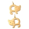 PVD Vacuum Plating 304 Stainless Steel Pendants, with Jump Ring, Fox Charm, Golden, 17.5x18x1.4mm, Hole: 3.2mm