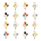 40Pcs 8 Colors Alloy Enamel Pendants, Balloon, Light Gold, Mixed Color, 23.5x13x2mm, Hole: 1.6mm, 5pcs/color