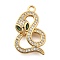 Brass Micro Pave Cubic Zirconia Pendants, Snake, Nickel Free, Long-Lasting Plated, Real 18K Gold Plated, 21.5x13.5x3.5mm, Hole: 1.8mm