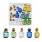 10Pcs 5 Colors Square Glass Cork Bottles Ornament, Glass Empty Wishing Bottles, DIY Vials for Pendant Decorations, Mixed Color, 1.4x1.4x2.3cm, 2pcs/color