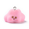 Opaque Resin Pendants, Cartoon Cloud Charms, with Platinum Tone Iron Loops, Pink, 19.5x27x21mm, Hole: 2mm