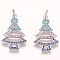 Brass Micro Pave Cubic Zirconia Pendants, Christmas Tree, Colorful, Platinum, 22x15x2mm, Hole: 3mm