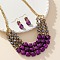 Bohemian Style Alloy & Acrylic & Glass Necklaces & Dangle Earrings Sets, Golden, 495mm