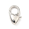 Brass Heart Lobster Claw Clasps, Parrot Trigger Clasps Jewelry Making Findings, Cadmium Free & Lead Free, Long-Lasting Plated, Platinum, 14x8.5x4mm, Hole: 1.4mm