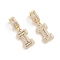 Brass Micro Pave Cubic Zirconia Pendants, Long-Lasting Plated, Letter, Clear, Letter.I, 33mm, Hole: 6.5x9mm, Letter.I: 19.5x11x3.5mm