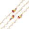 CCB Imitation Pearl & Glass Beaded Chains, with Real 18K Gold Plated Brass Findings, Soldered, with Spools, Cadmium Free & Lead Free, Colorful, 21x5x4.5mm, 10x3mm