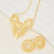Elegant Brass Stud Round Earrings & Pendant Necklaces Sets for Women, Real 18K Gold Plated