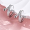 Brass Cubic Zirconia Hoop Earrings, Snake, Platinum, 15.5x15.5x14.5mm