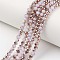 Electroplate Glass Beads Strands, Imitation Jade, Half Copper Plated, Faceted, Rondelle, Pink, 2.5x2mm, Hole: 0.4mm, about 155pcs/strand, 12 inch(31.5cm)