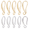 20Pairs 2 Style  Brass Earring Hooks, Ear Wire, with Horizontal Loop, Long-Lasting Plated, Platinum & Golden, 17~21x8.5~9x1.5mm, Hole: 2mm, 21 Gauge, Pin: 0.7x0.8mm, 10pairs/color
