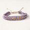 Bohemian Style Glass Beaded Braided Bead Bracelets, Multi-strand Layed Bracelets for Women, Faceted, Lilac