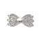 Brass Micro Pave Cubic Zirconia Fold Over Clasps, Cadmium Free & Nickel Free & Lead Free, Bowknot, Real Gold Plated & Stainless Steel Color, 18mm