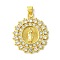 Brass Micro Pave Clear Cubic Zirconia Pendants, Cadmium Free & Nickel Free & Lead Free, Real 18K Gold Plated, Human, Flat Round, 28x24x2.5mm, Hole: 4x3mm