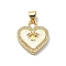 Brass Micro Pave Clear Cubic Zirconia Pendants, Cadmium Free & Lead Free, with Sythetic Opal, Heart, Real 18K Gold Plated, 18.5x16x3.5mm, Hole: 4x3.5mm