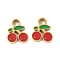 304 Stainless Steel Enamel Charms, Ion Plating(IP), Golden, Cherry, 9.5x8x2mm, Hole: 2mm