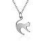 Non-Tarnish 201 Stainless Steel Kitten Pendant Necklaces, with Cable Chains, Stretching Cat, Stainless Steel Color, 15.7 inch(40cm), 1.5mm, Cat: 18x15x1mm